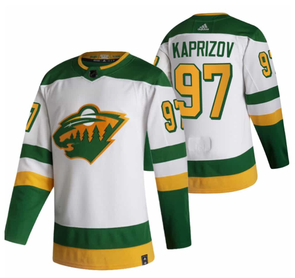 Men's Minnesota Wild #97 Kirill Kaprizov 2021 White Reverse Retro Stitched Jersey